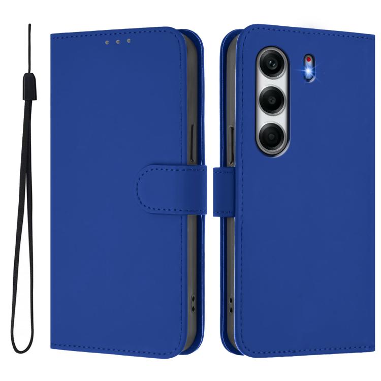 For Tecno Camon 40 Pro 5G Skin Feel Solid Color Leather Phone Case with Lanyard