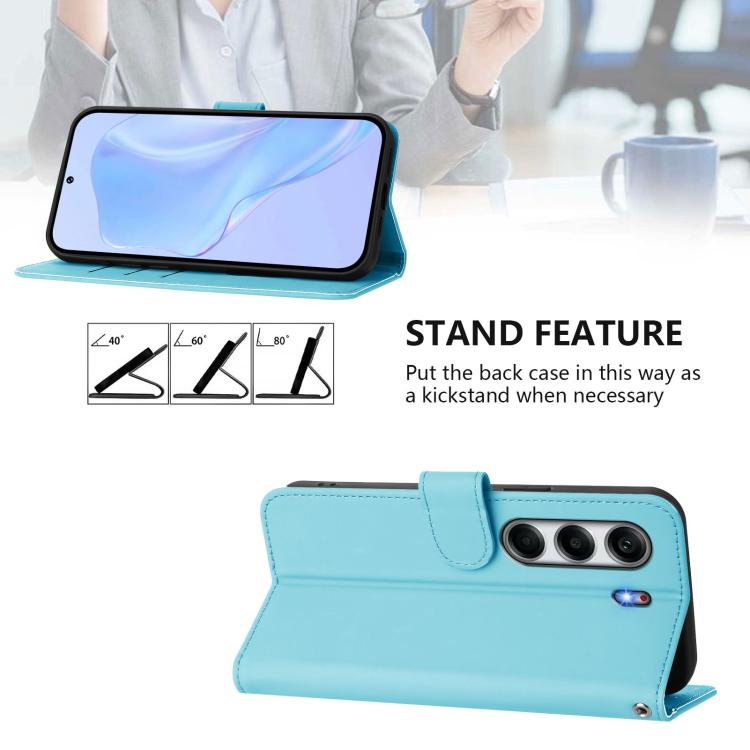 For Tecno Camon 40 Pro 5G Skin Feel Solid Color Leather Phone Case with Lanyard