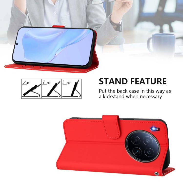 For Tecno Camon 40 Premier Skin Feel Solid Color Leather Phone Case with Lanyard