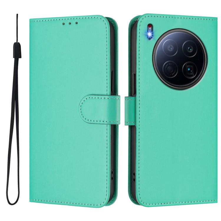 For Tecno Camon 40 Premier Skin Feel Solid Color Leather Phone Case with Lanyard
