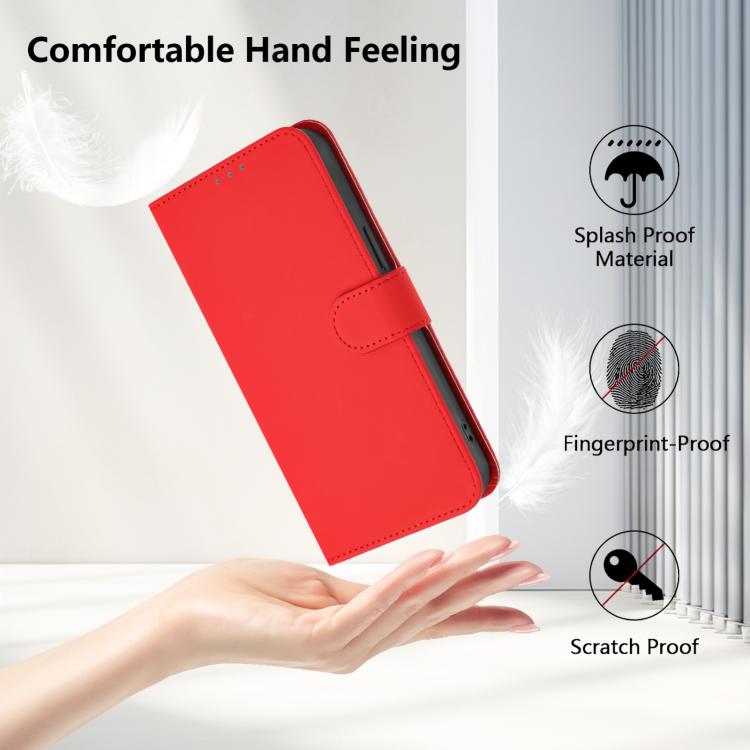 For Tecno Pop 10 Skin Feel Solid Color Leather Phone Case with Lanyard