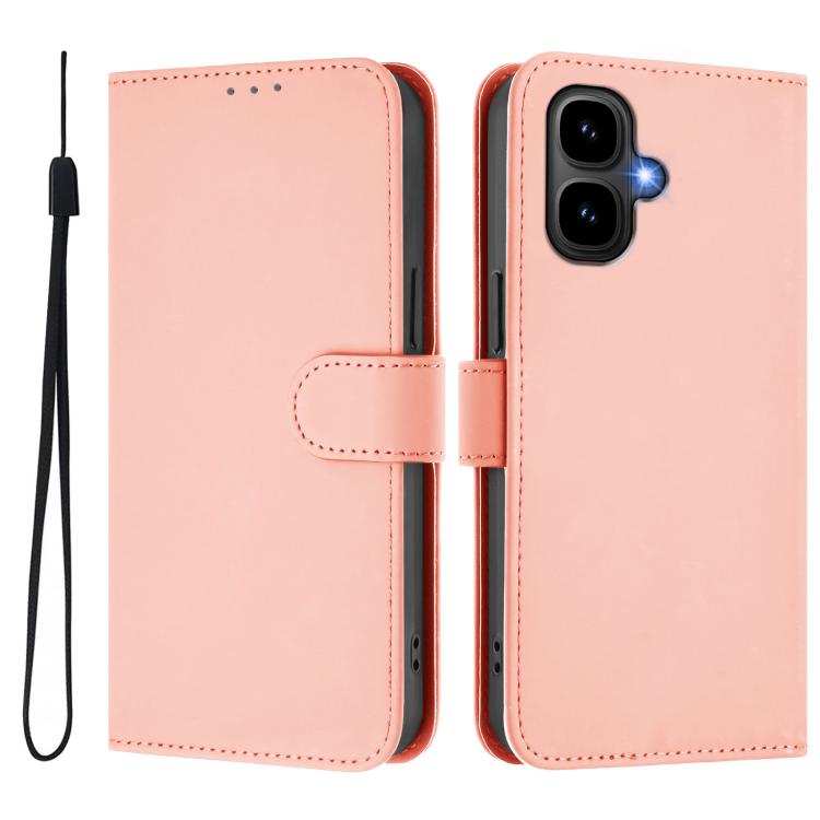 For Tecno Pop 10 Skin Feel Solid Color Leather Phone Case with Lanyard
