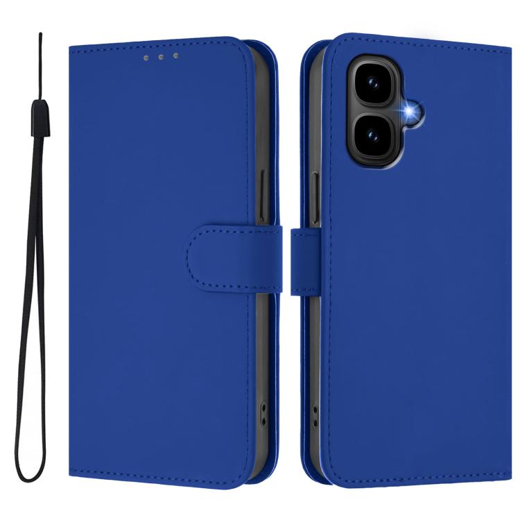 For Tecno Pop 10 Skin Feel Solid Color Leather Phone Case with Lanyard