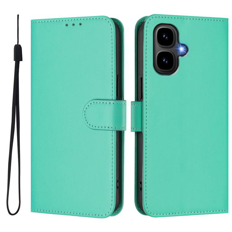 For Tecno Pop 10 Skin Feel Solid Color Leather Phone Case with Lanyard