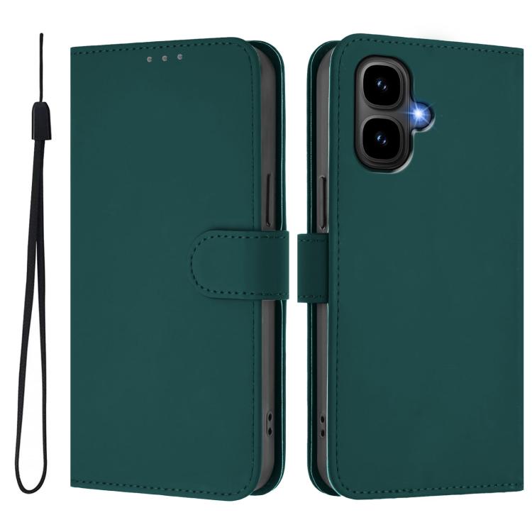 For Tecno Pop 10 Skin Feel Solid Color Leather Phone Case with Lanyard