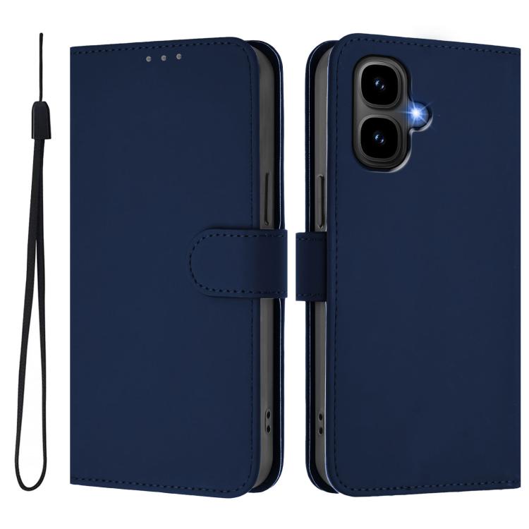 For Tecno Pop 10 Skin Feel Solid Color Leather Phone Case with Lanyard
