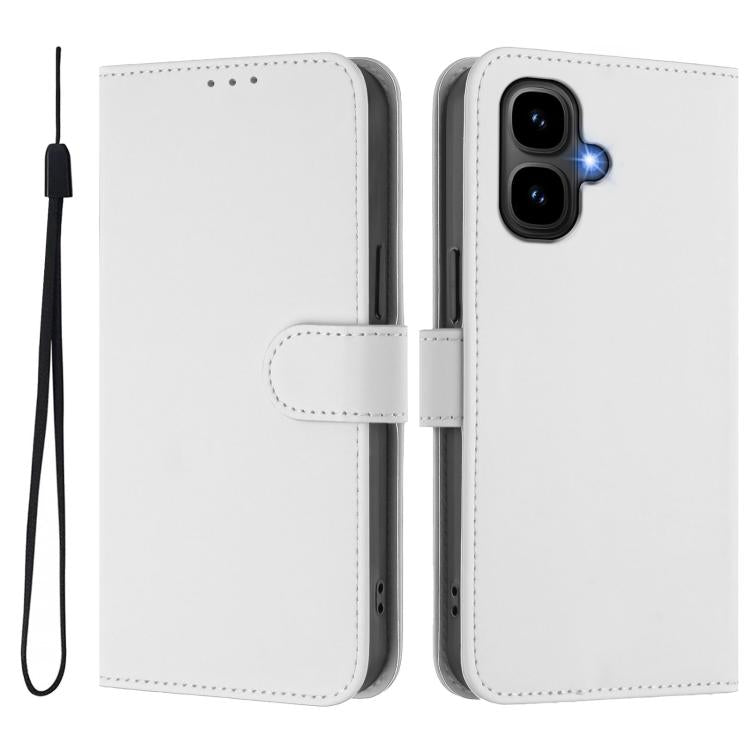 For Tecno Pop 10 Skin Feel Solid Color Leather Phone Case with Lanyard