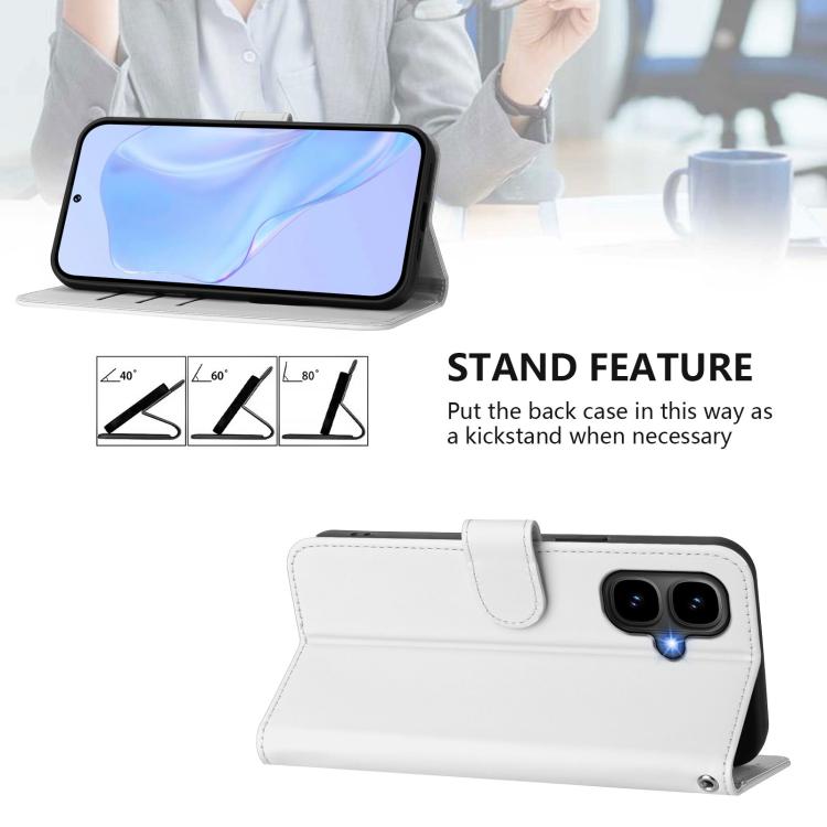 For Tecno Pop 10 Skin Feel Solid Color Leather Phone Case with Lanyard