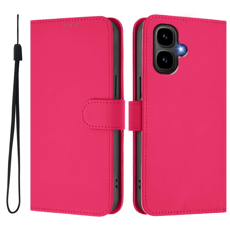 For Tecno Pop 10 Skin Feel Solid Color Leather Phone Case with Lanyard