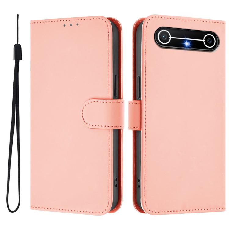 For Tecno Spark Slim 5G Skin Feel Solid Color Leather Phone Case with Lanyard