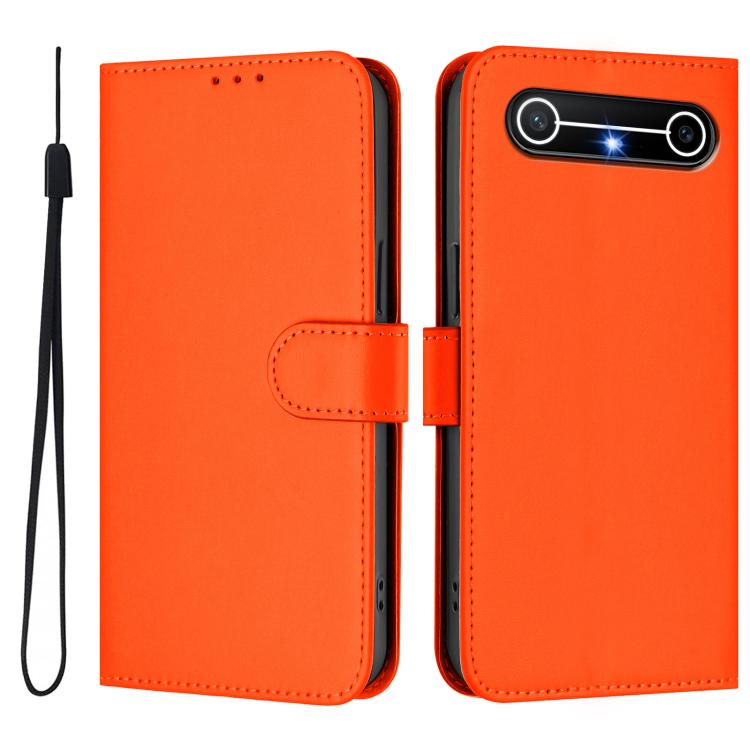 For Tecno Spark Slim 5G Skin Feel Solid Color Leather Phone Case with Lanyard