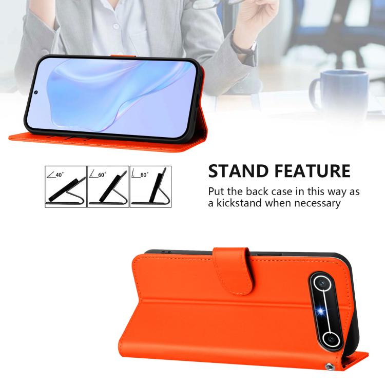 For Tecno Spark Slim 5G Skin Feel Solid Color Leather Phone Case with Lanyard