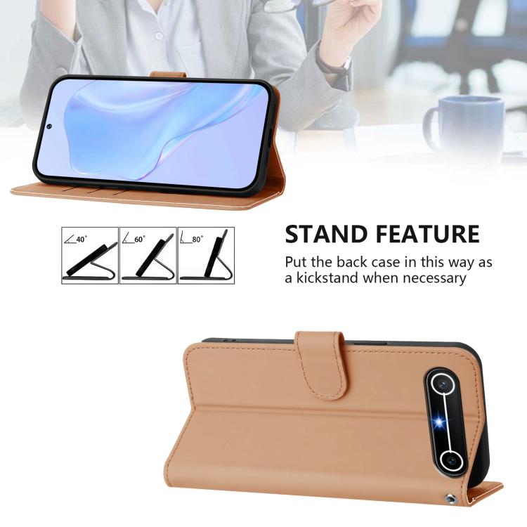 For Tecno Spark Slim 5G Skin Feel Solid Color Leather Phone Case with Lanyard