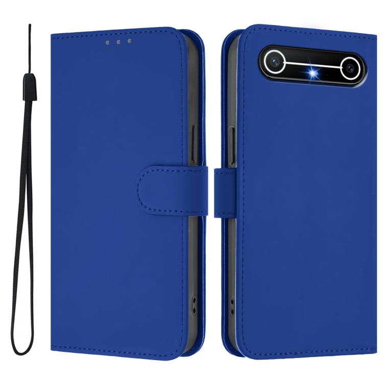 For Tecno Spark Slim 5G Skin Feel Solid Color Leather Phone Case with Lanyard