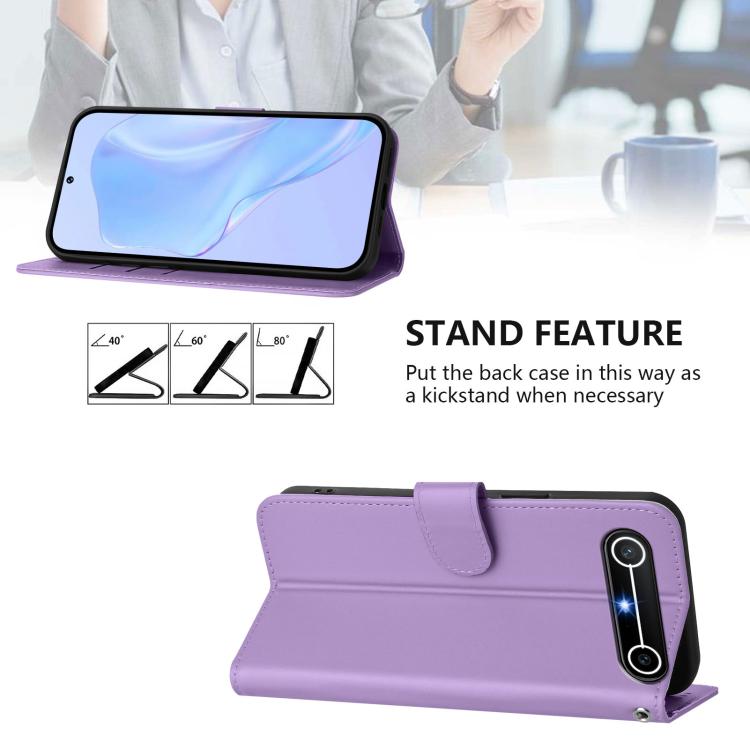 For Tecno Spark Slim 5G Skin Feel Solid Color Leather Phone Case with Lanyard