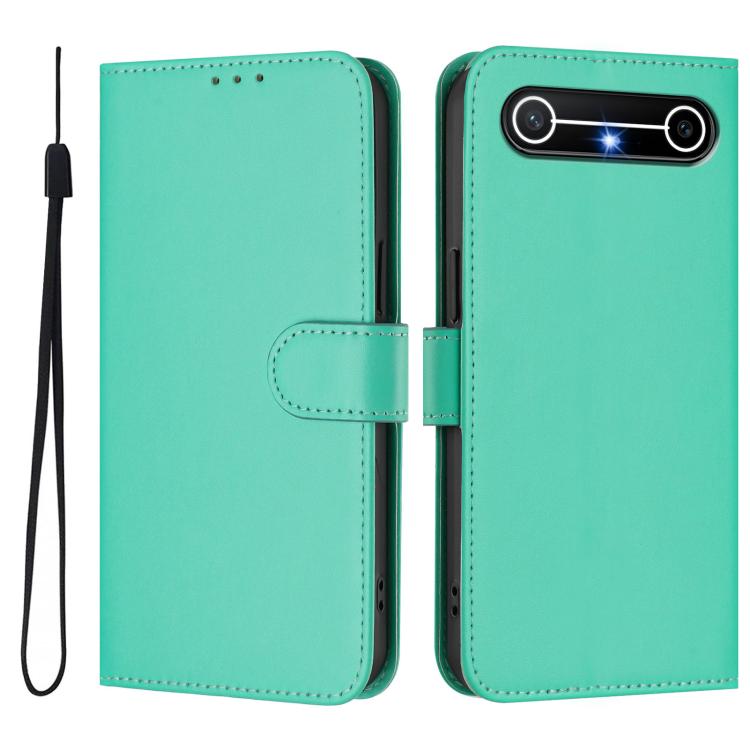 For Tecno Spark Slim 5G Skin Feel Solid Color Leather Phone Case with Lanyard