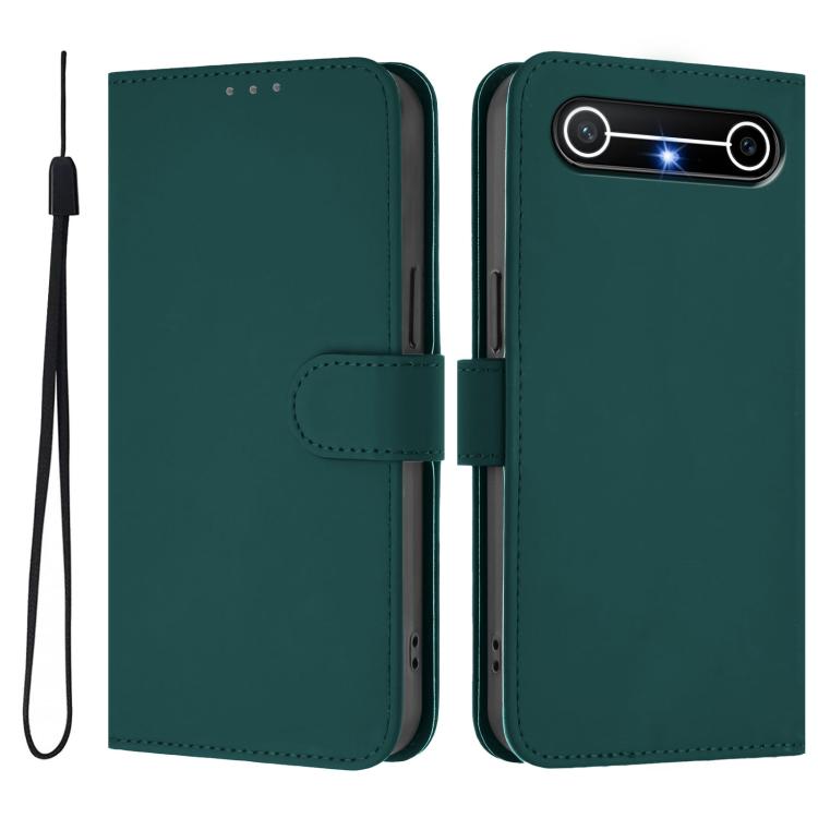 For Tecno Spark Slim 5G Skin Feel Solid Color Leather Phone Case with Lanyard