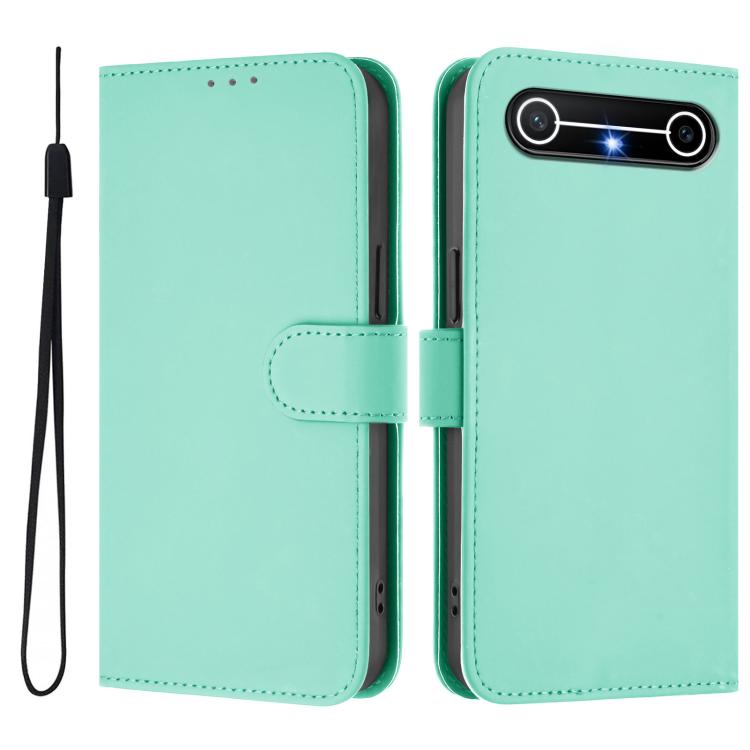 For Tecno Spark Slim 5G Skin Feel Solid Color Leather Phone Case with Lanyard