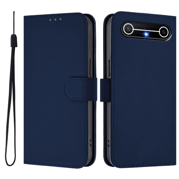 For Tecno Spark Slim 5G Skin Feel Solid Color Leather Phone Case with Lanyard