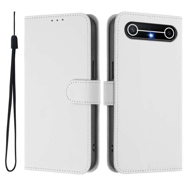 For Tecno Spark Slim 5G Skin Feel Solid Color Leather Phone Case with Lanyard