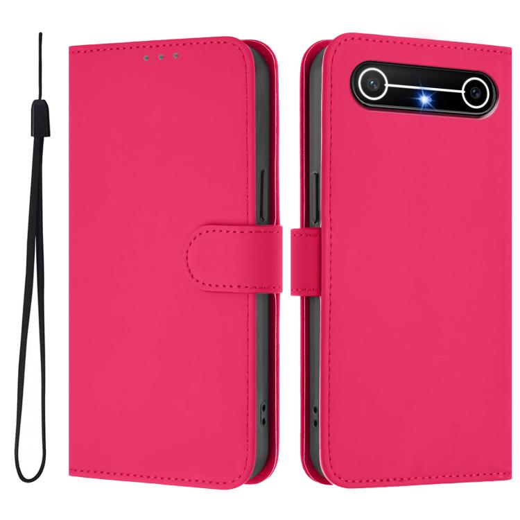 For Tecno Spark Slim 5G Skin Feel Solid Color Leather Phone Case with Lanyard