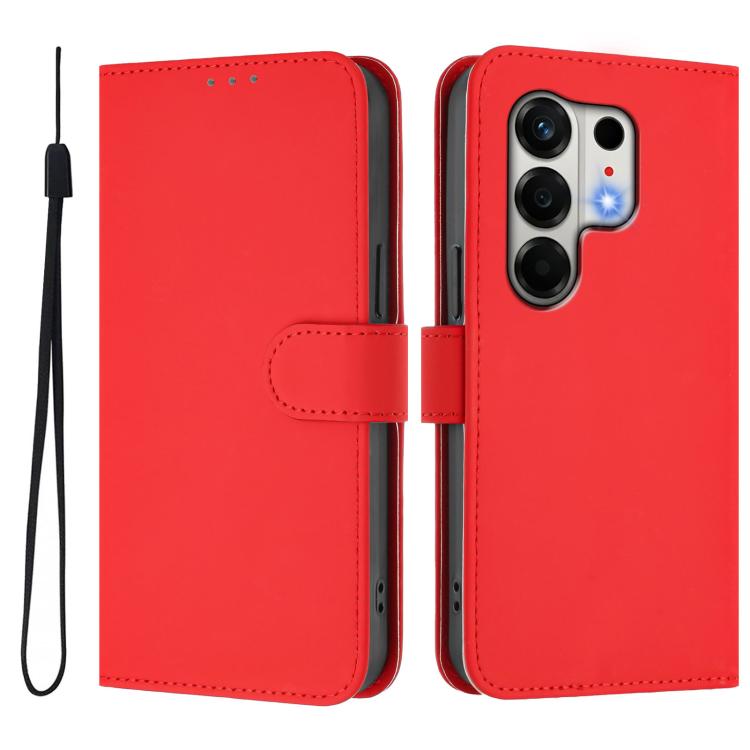 For Tecno Camon 50 4G / CN5 Skin Feel Solid Color Leather Phone Case with Lanyard