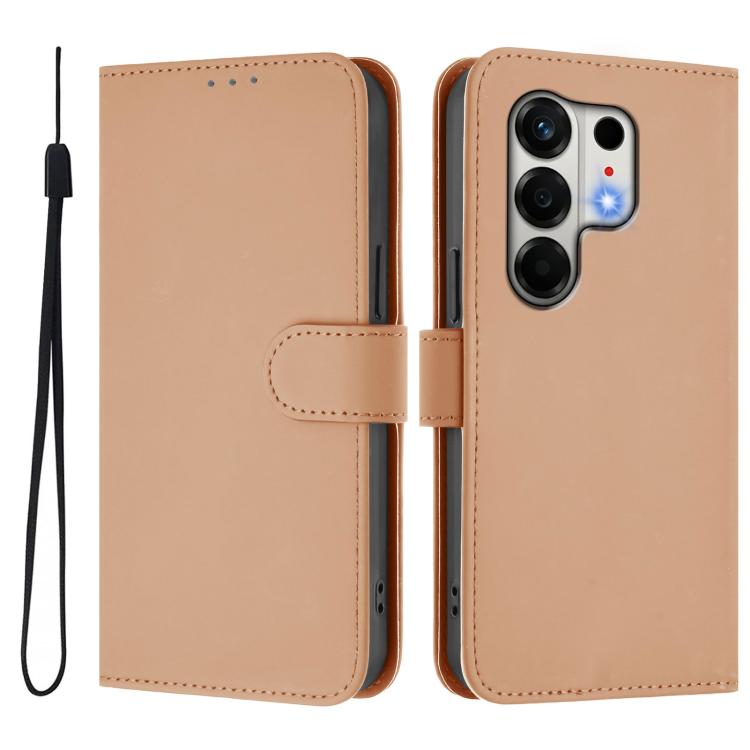 For Tecno Camon 50 4G / CN5 Skin Feel Solid Color Leather Phone Case with Lanyard