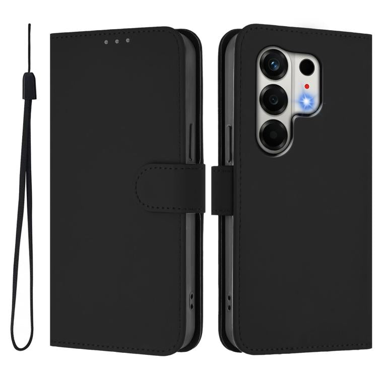 For Tecno Camon 50 4G / CN5 Skin Feel Solid Color Leather Phone Case with Lanyard