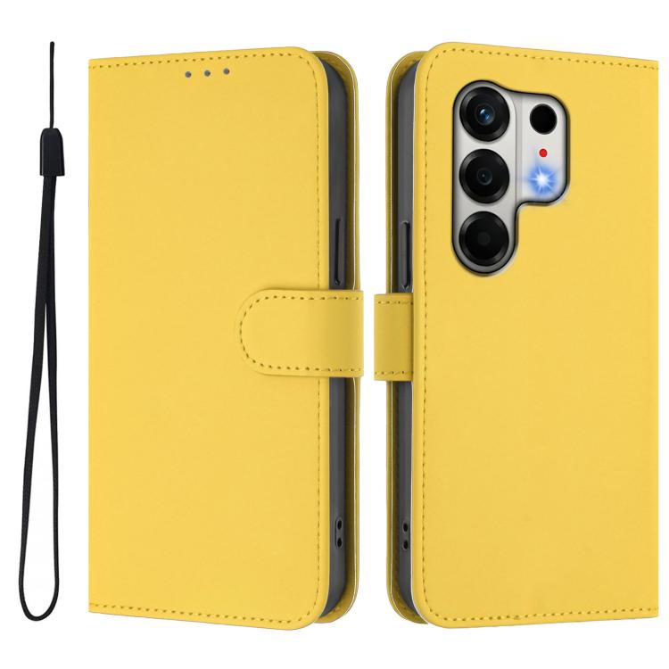 For Tecno Camon 50 4G / CN5 Skin Feel Solid Color Leather Phone Case with Lanyard