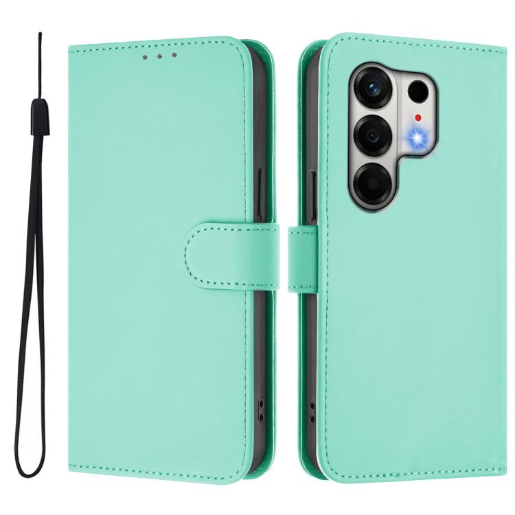For Tecno Camon 50 4G / CN5 Skin Feel Solid Color Leather Phone Case with Lanyard