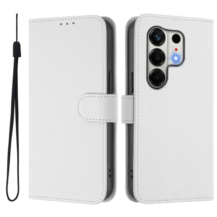 For Tecno Camon 50 4G / CN5 Skin Feel Solid Color Leather Phone Case with Lanyard