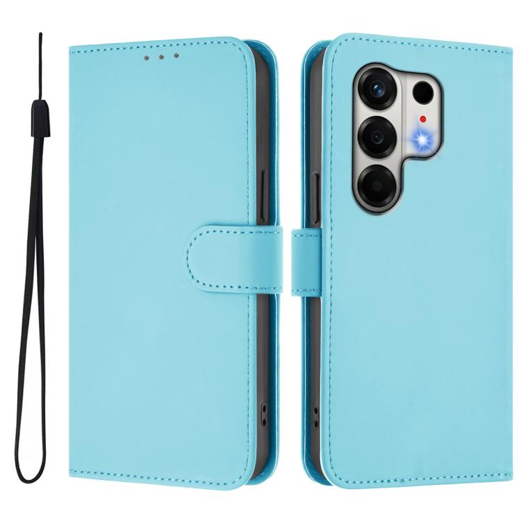For Tecno Camon 50 4G / CN5 Skin Feel Solid Color Leather Phone Case with Lanyard