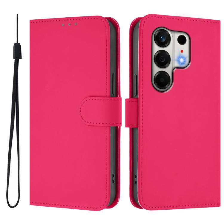 For Tecno Camon 50 4G / CN5 Skin Feel Solid Color Leather Phone Case with Lanyard