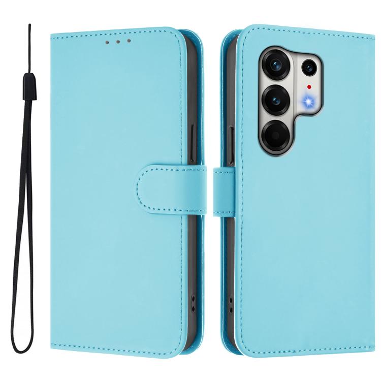 For Tecno Camon 50 Pro 4G Skin Feel Solid Color Leather Phone Case with Lanyard