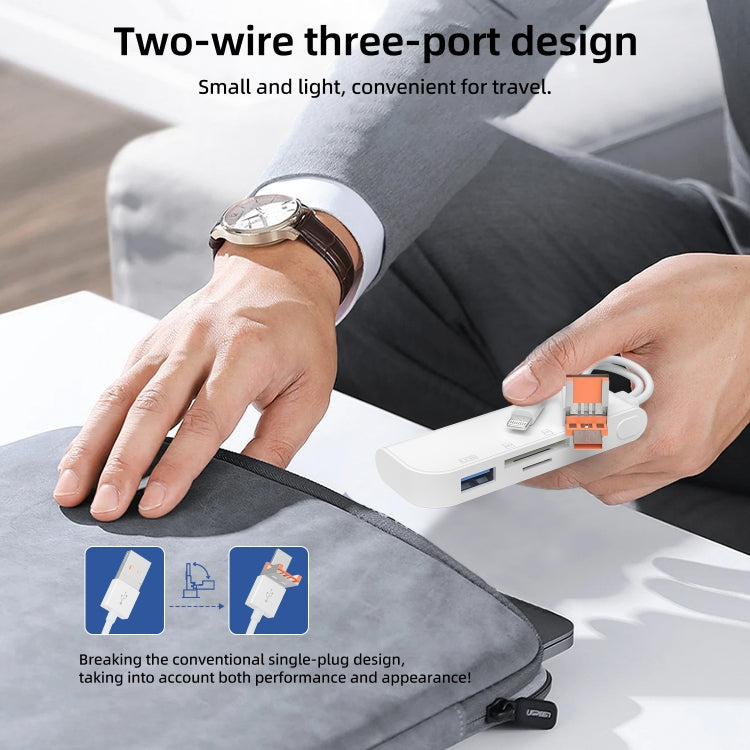NK-9109TL Pro USB-C / Type-C, 8 Pin, USB to USB-C / Type-C, USB, TF / SD Card Multi-function Adapter - White
