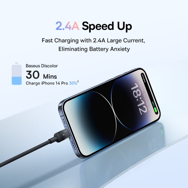 Baseus Discolor Series 2.4A USB to 8 Pin Fast Charging Cable, Cable Length:1m
