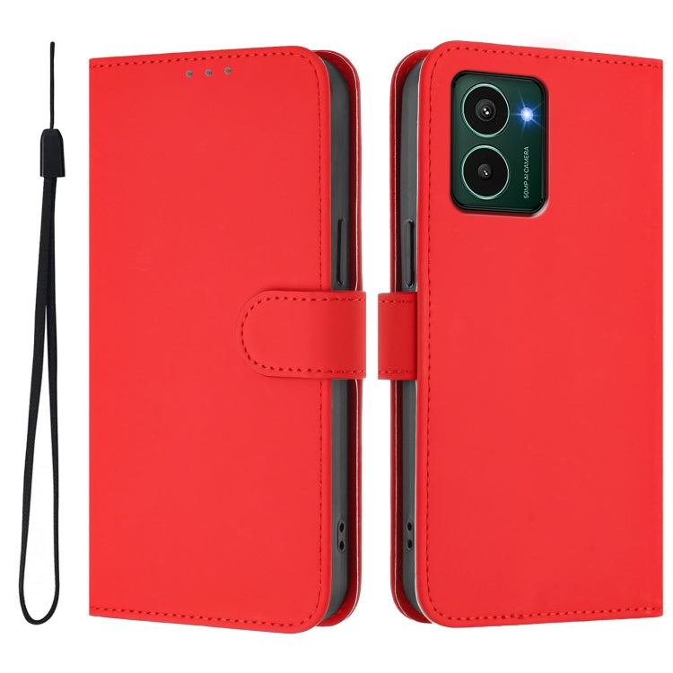 For HMD Pulse Pro / Pulse / Pulse+ Skin Feel Solid Color Leather Phone Case with Lanyard