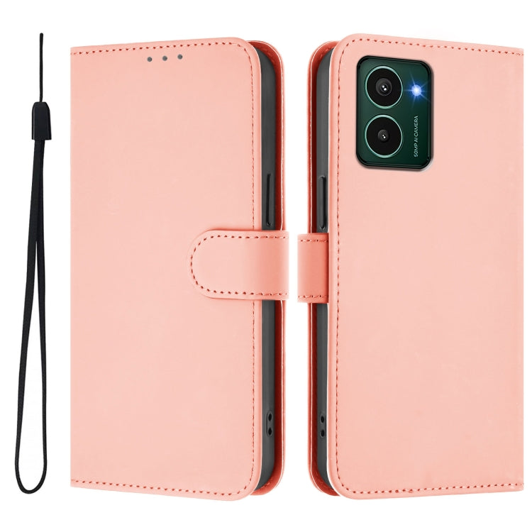 For HMD Pulse Pro / Pulse / Pulse+ Skin Feel Solid Color Leather Phone Case with Lanyard