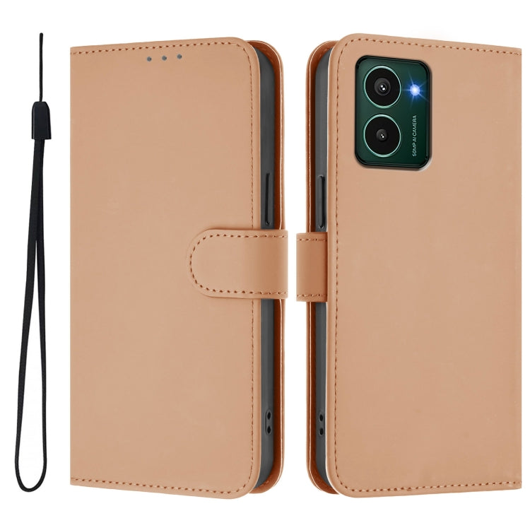 For HMD Pulse Pro / Pulse / Pulse+ Skin Feel Solid Color Leather Phone Case with Lanyard