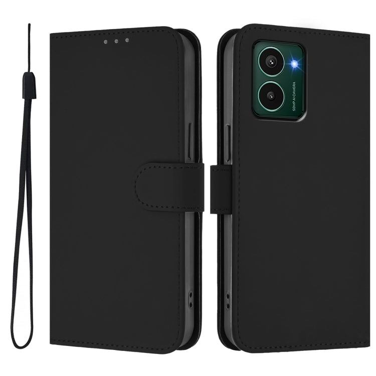 For HMD Pulse Pro / Pulse / Pulse+ Skin Feel Solid Color Leather Phone Case with Lanyard