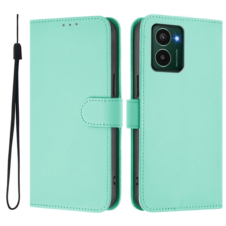 For HMD Pulse Pro / Pulse / Pulse+ Skin Feel Solid Color Leather Phone Case with Lanyard