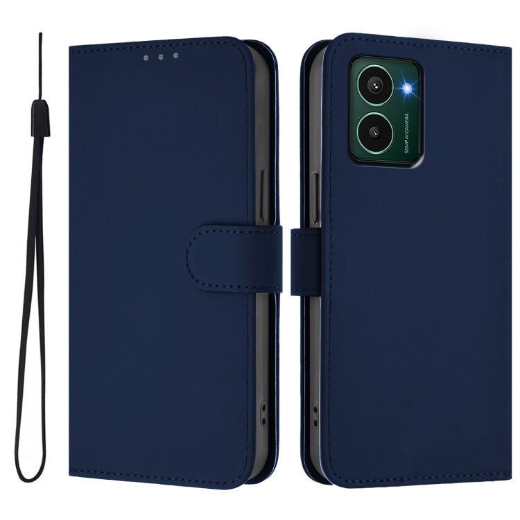 For HMD Pulse Pro / Pulse / Pulse+ Skin Feel Solid Color Leather Phone Case with Lanyard