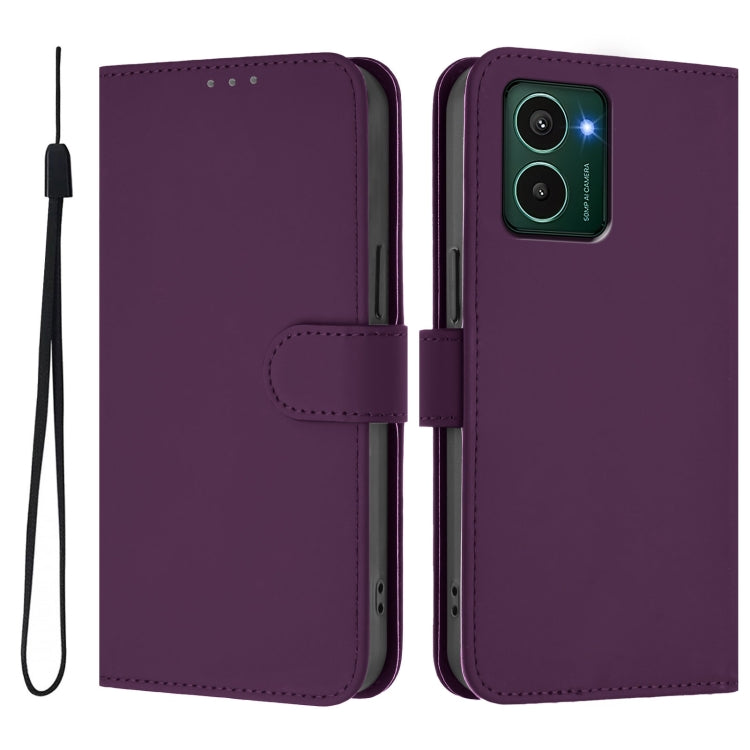 For HMD Pulse Pro / Pulse / Pulse+ Skin Feel Solid Color Leather Phone Case with Lanyard