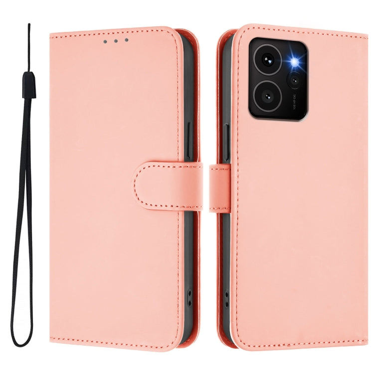 For HMD Skyline Skin Feel Solid Color Leather Phone Case with Lanyard