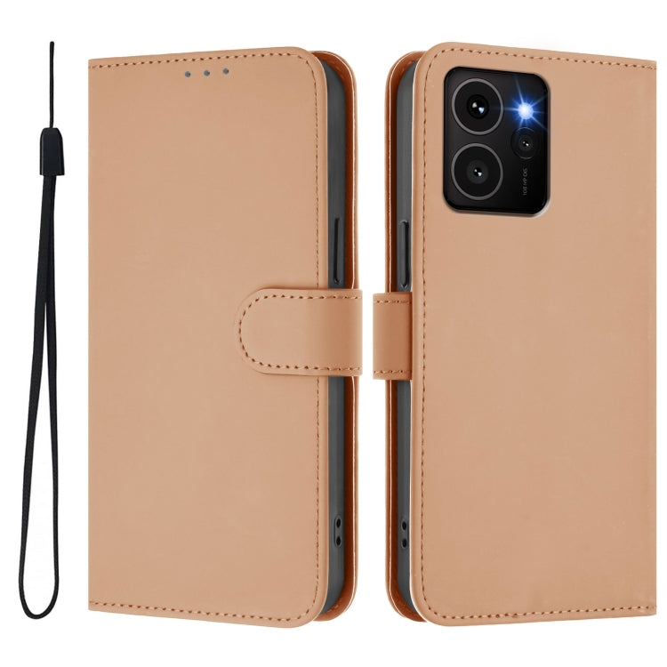 For HMD Skyline Skin Feel Solid Color Leather Phone Case with Lanyard