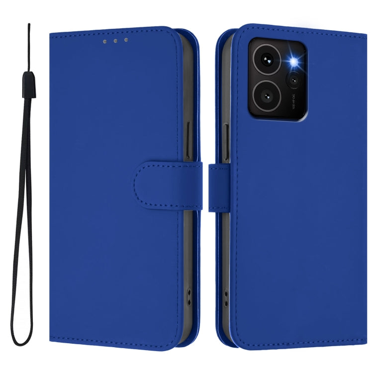 For HMD Skyline Skin Feel Solid Color Leather Phone Case with Lanyard