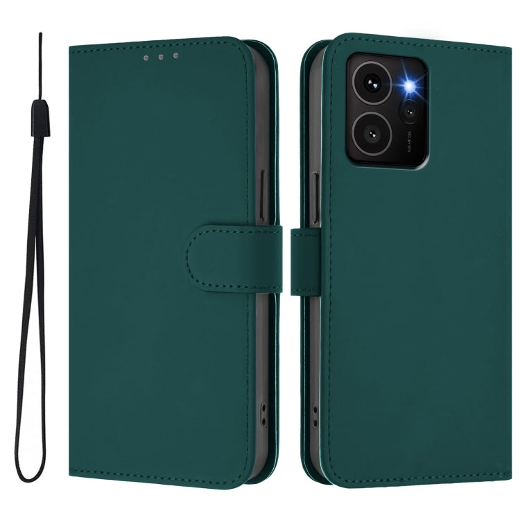 For HMD Skyline Skin Feel Solid Color Leather Phone Case with Lanyard