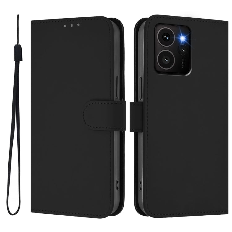 For HMD Skyline Skin Feel Solid Color Leather Phone Case with Lanyard