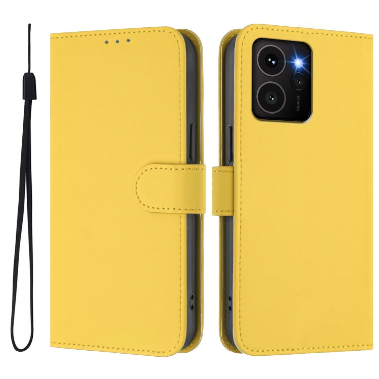 For HMD Skyline Skin Feel Solid Color Leather Phone Case with Lanyard
