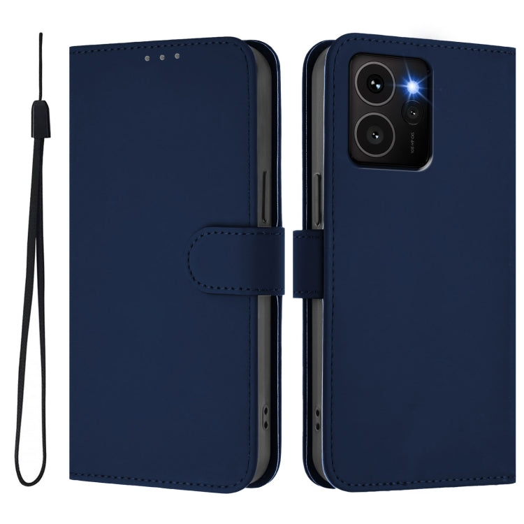 For HMD Skyline Skin Feel Solid Color Leather Phone Case with Lanyard